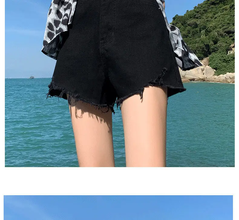 Women Black Denim Shorts High Waist 2022 — feature 17