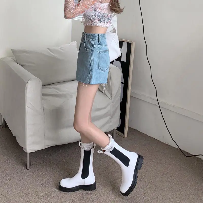 Women Denim Shorts High Waist Light Blue Loose Fit — feature 9