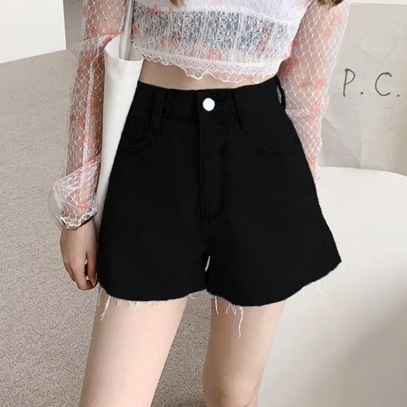 Women Denim Shorts High Waist Light Blue Loose Fit - Image 2