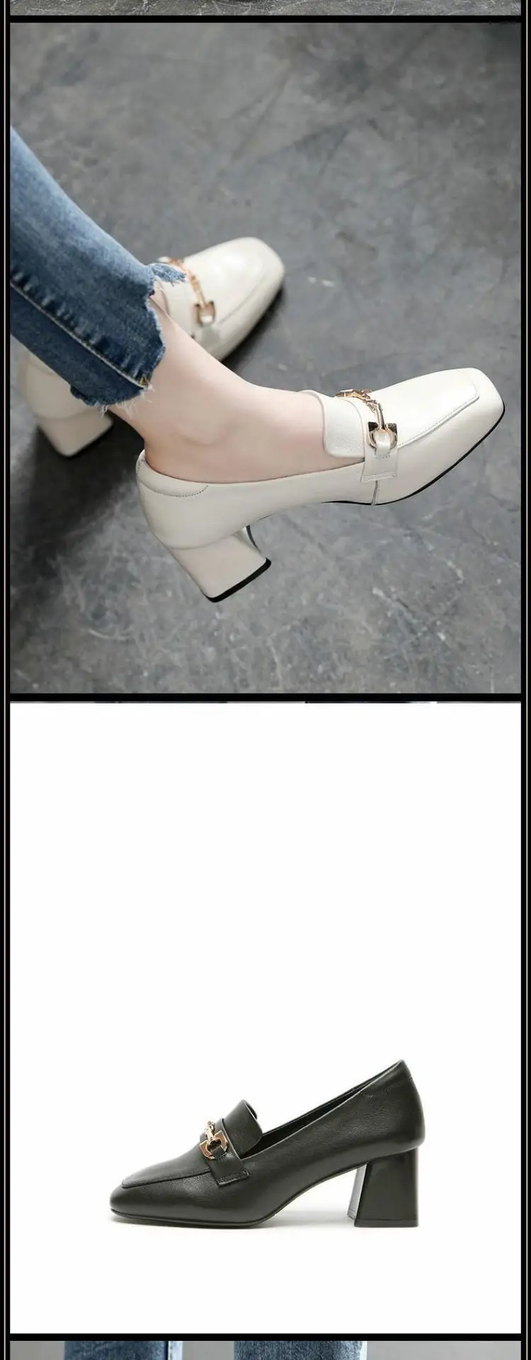 Spring and Summer 2022 New Soft Leather British Style Small Leather Shoes Women's Soft Leather Shoes Women's All-match Mid-heel Chunky Heel Trendy Single-layer Shoes — feature 5