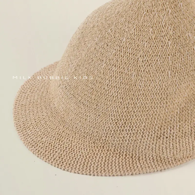 Gray Knitted Baby Hat for Kids Summer Travel Sunshade