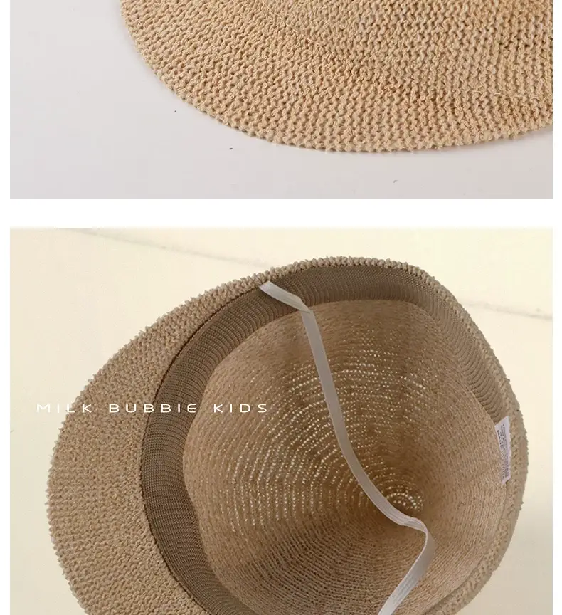 Gray Knitted Baby Hat for Kids Summer Travel Sunshade — feature 9