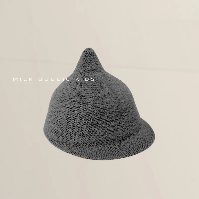 Gray Knitted Baby Hat for Kids Summer Travel Sunshade