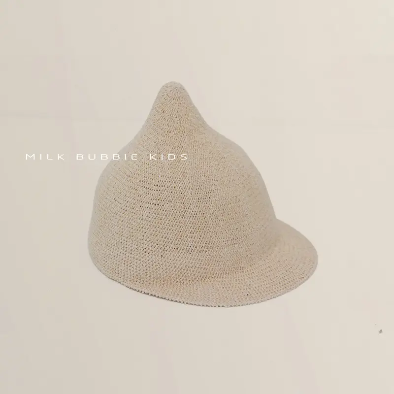 Gray Knitted Baby Hat for Kids Summer Travel Sunshade