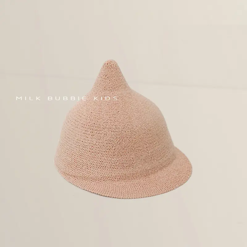 Gray Knitted Baby Hat for Kids Summer Travel Sunshade