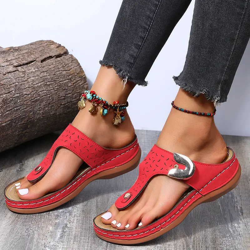 Blue Women's European Wedge Flip Flops Spring Summer - Image 7