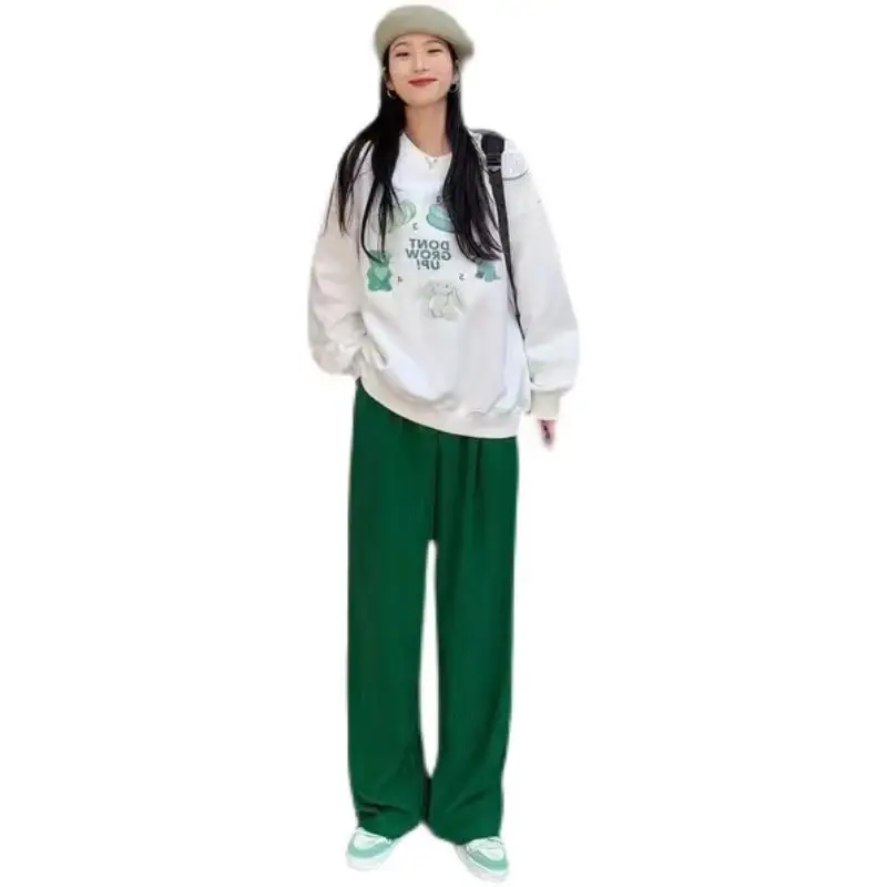 Women's Green Velvet Wide Leg Pants 2022 - Image 5