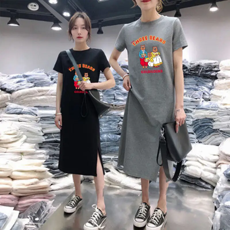 Women Long Sleeve T-Shirt Dress Korean Style Large