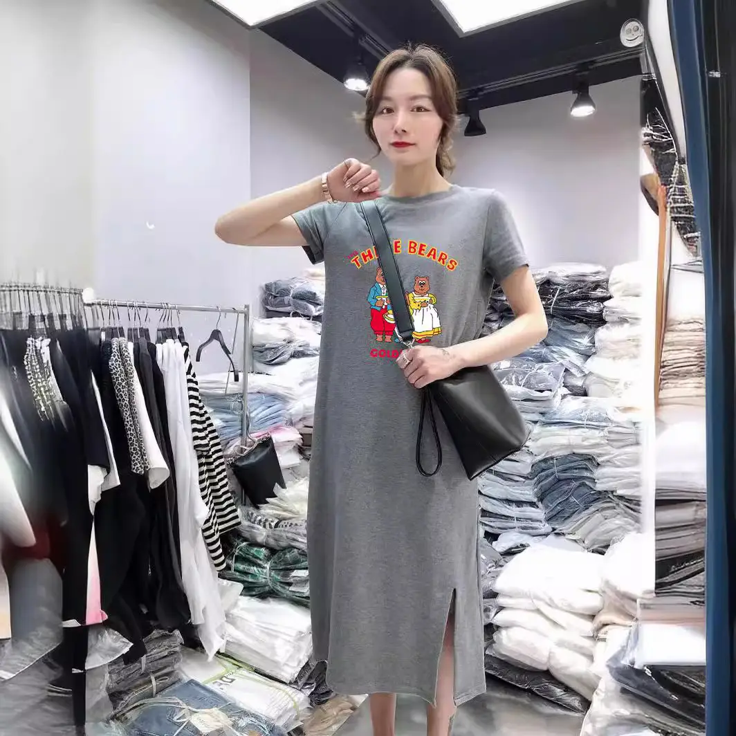Women Long Sleeve T-Shirt Dress Korean Style Large