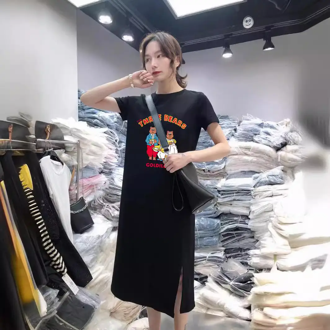 Women Long Sleeve T-Shirt Dress Korean Style Large