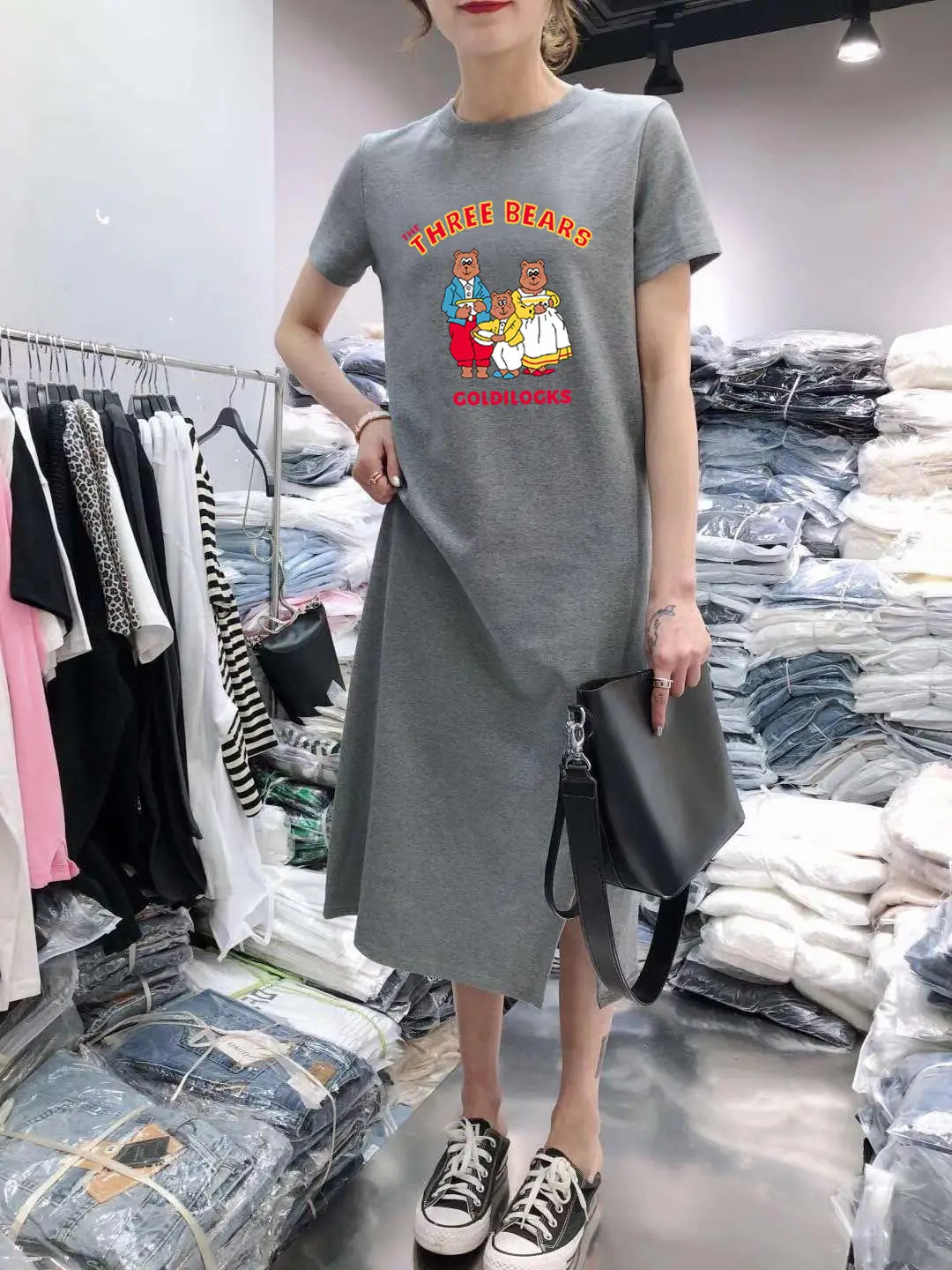 Women Long Sleeve T-Shirt Dress Korean Style Large — feature 10