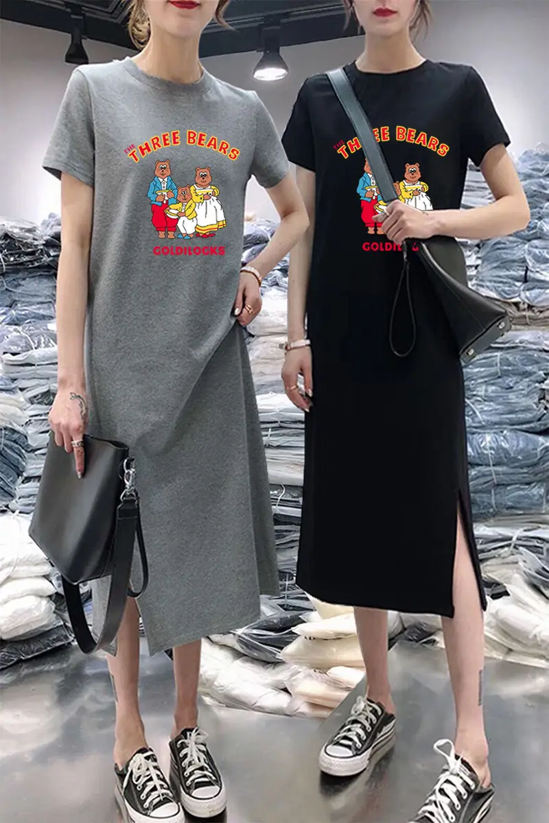 Women Long Sleeve T-Shirt Dress Korean Style Large — feature 13