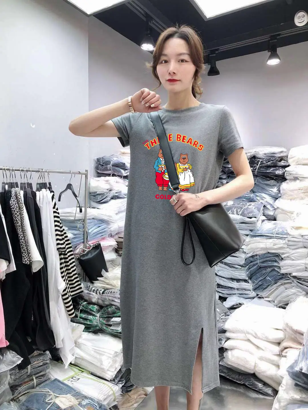 Women Long Sleeve T-Shirt Dress Korean Style Large — feature 9