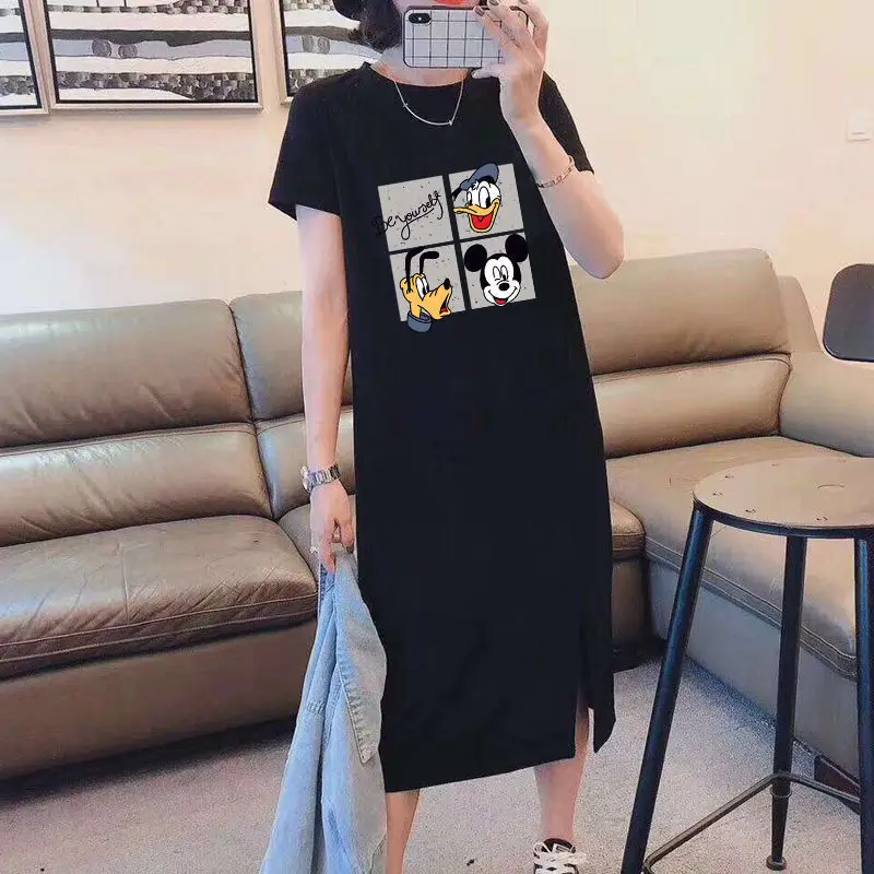 Women Long Sleeve T-Shirt Dress Korean Style Large