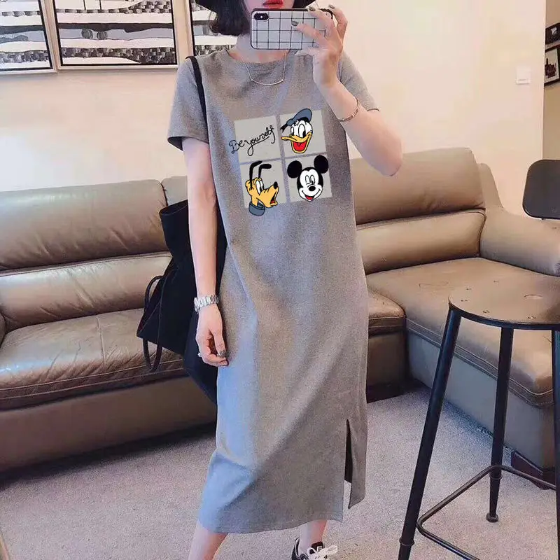 Women Long Sleeve T-Shirt Dress Korean Style Large