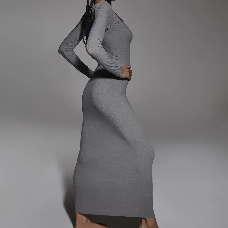Women's Long Sleeve Square Collar A-Line Dress Skin Tone - Image 12