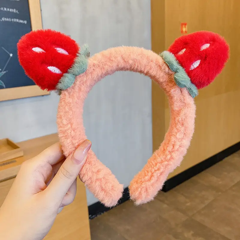 Free Shipping Pleated Star Dew Crab Strawberry Flower Face Wash Headband - Image 8