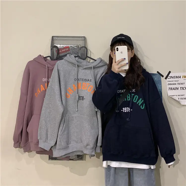 2026 Korean Style Hooded Sweatshirt Women Loose Fleece - Image 7