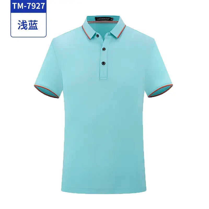 Men Navy Blue Polo Shirt with Orange Trim Free Print - Image 10