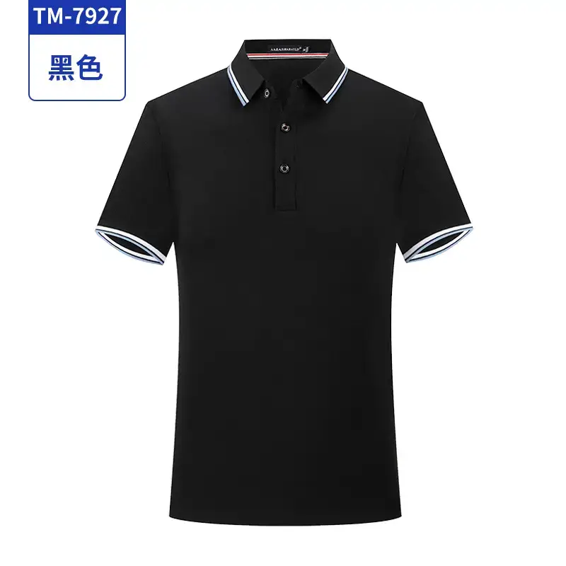 Men Navy Blue Polo Shirt with Orange Trim Free Print - Image 4
