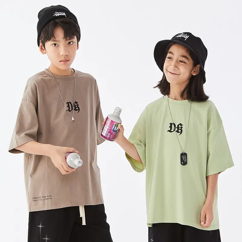 Kids DK Cotton T-Shirt Light Green Medium Large - Image 4