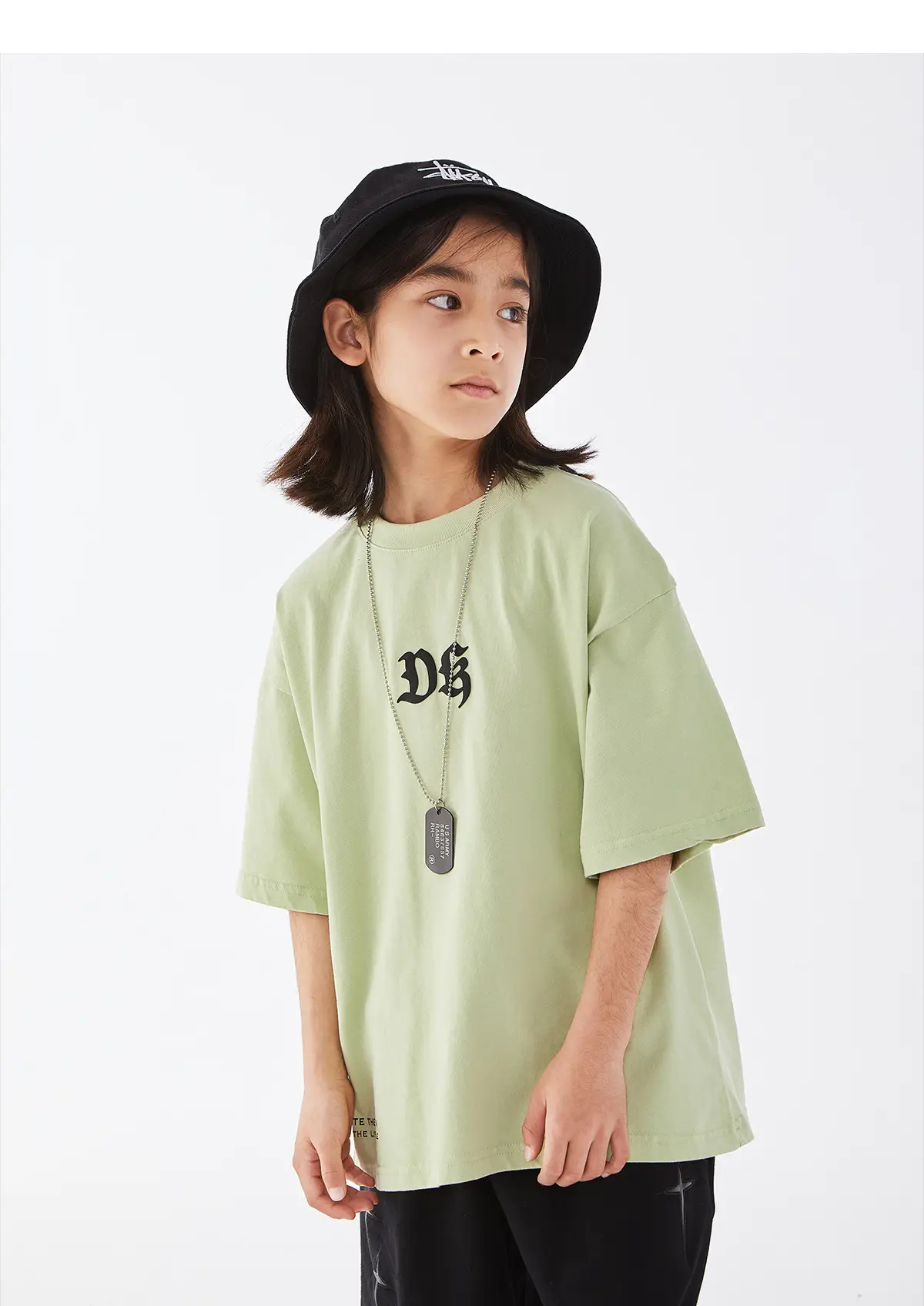Kids DK Cotton T-Shirt Light Green Medium Large — feature 17