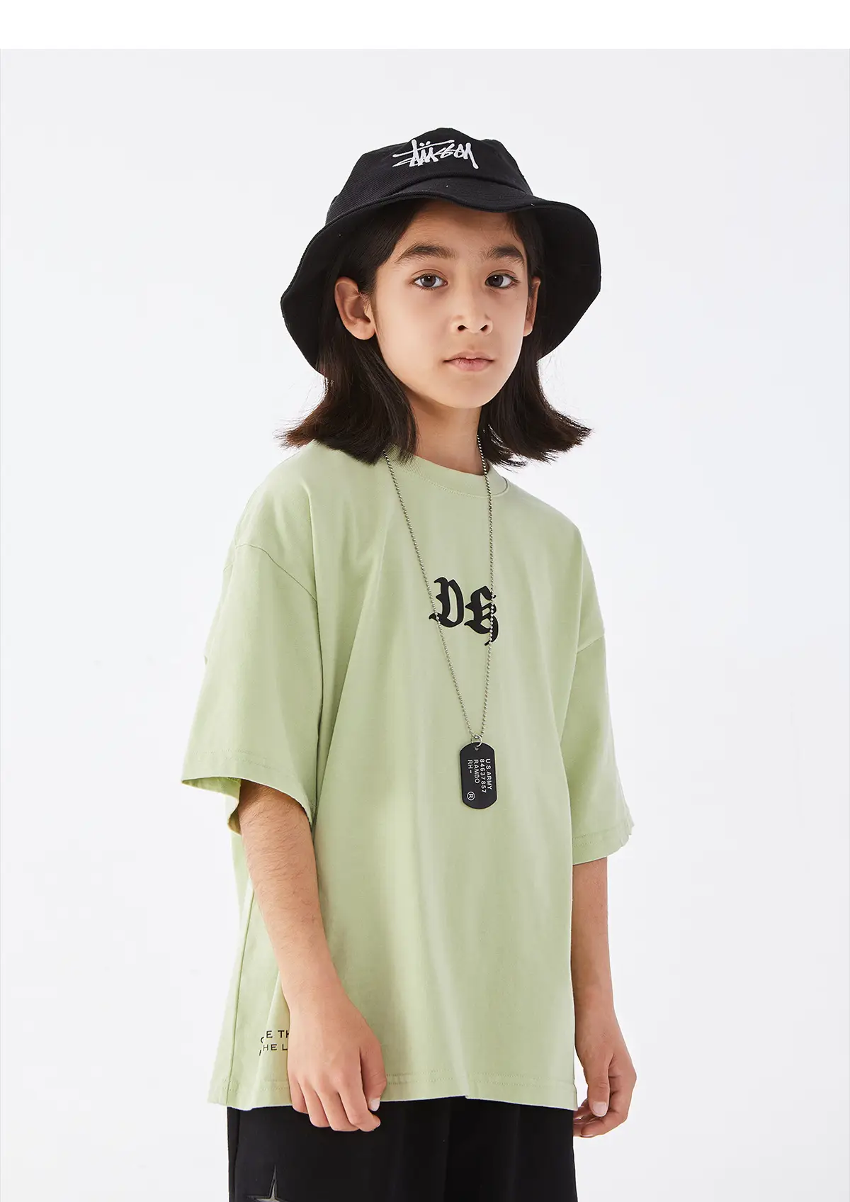 Kids DK Cotton T-Shirt Light Green Medium Large — feature 18