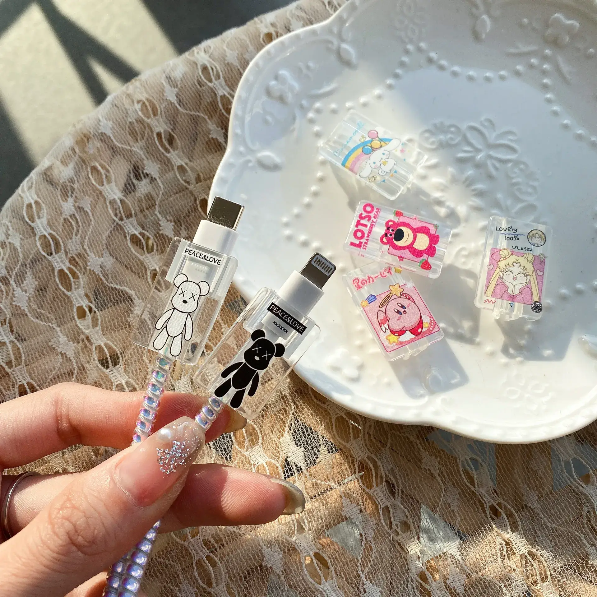 Transparent Cartoon Data Cable Cover for Apple - Image 63