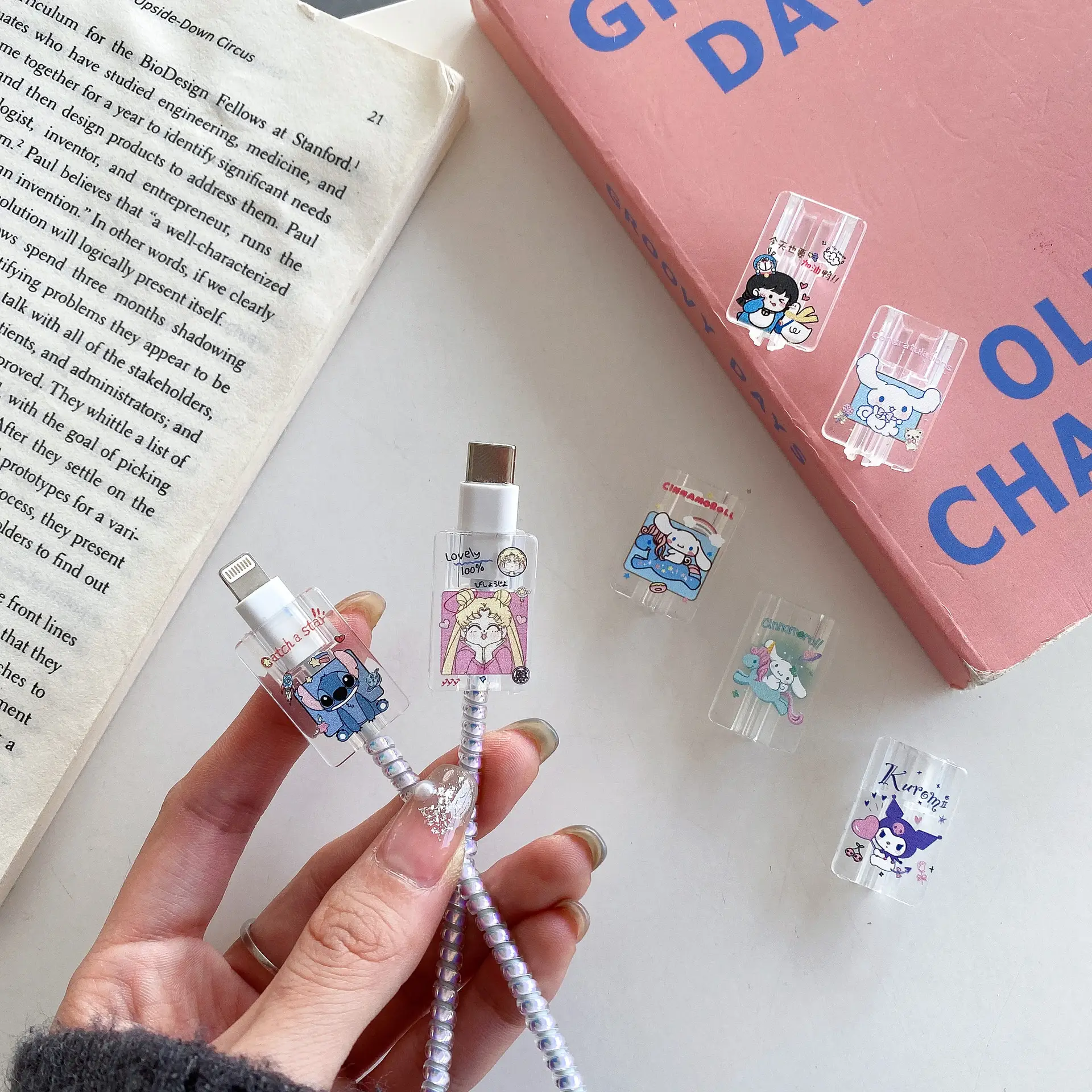 Transparent Cartoon Data Cable Cover for Apple — feature 12