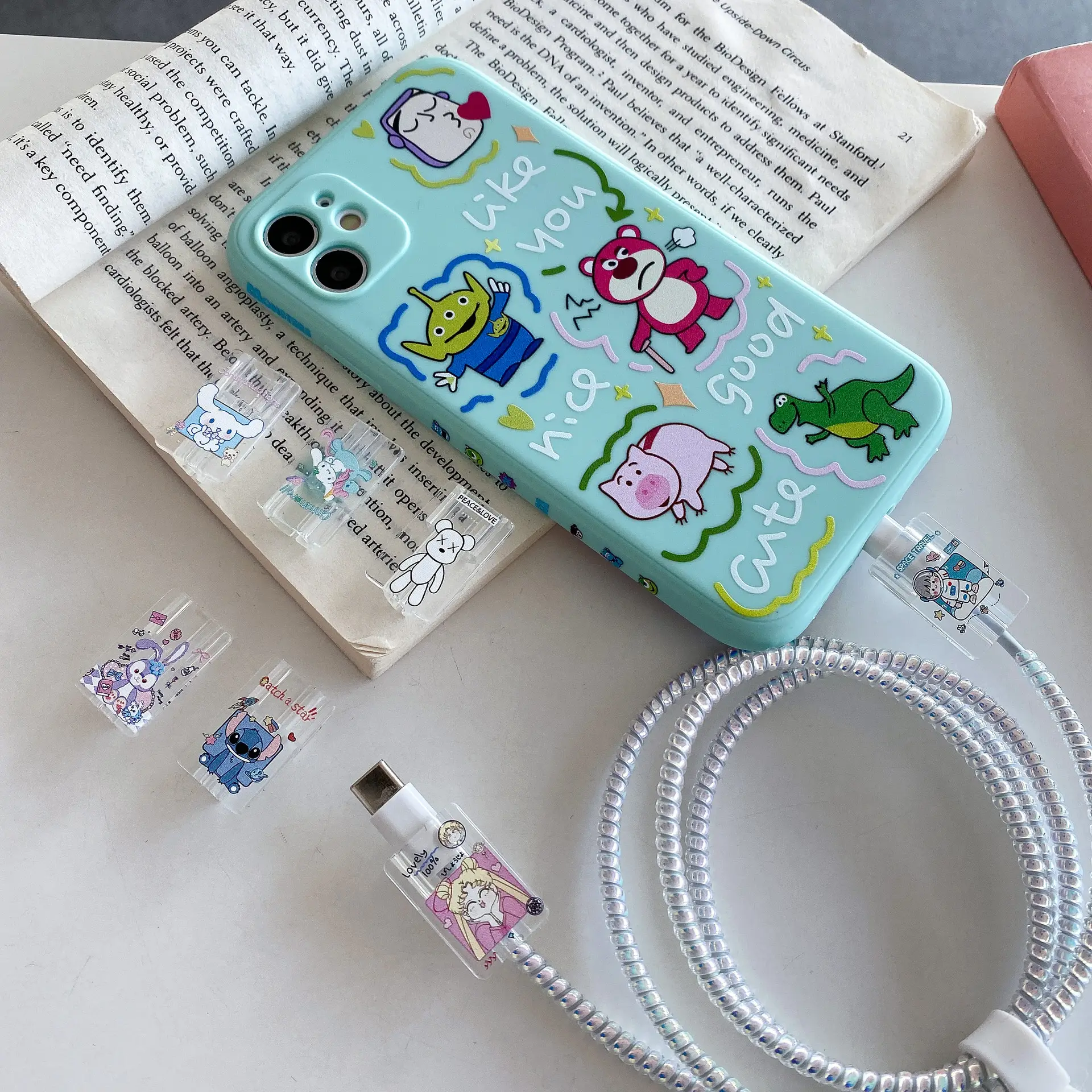 Transparent Cartoon Data Cable Cover for Apple — feature 15