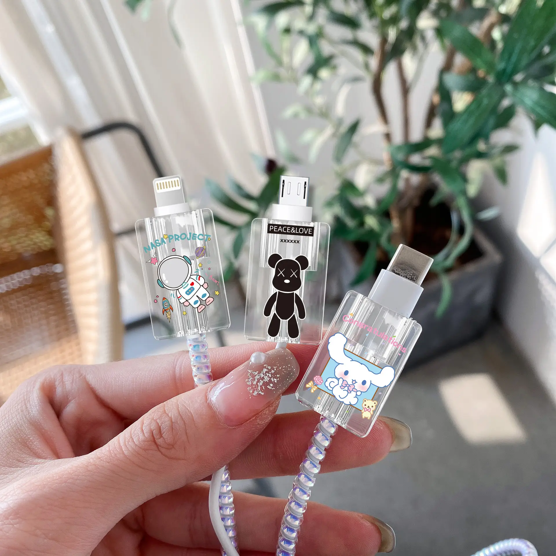 Transparent Cartoon Data Cable Cover for Apple — feature 4