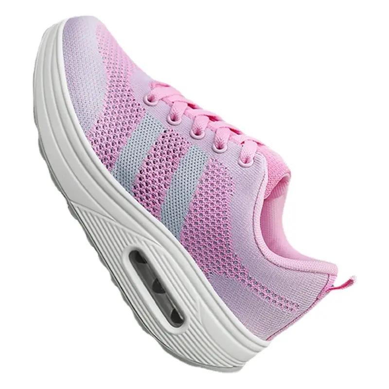 Women's Fly-Knit Mesh Casual Sneakers Black White