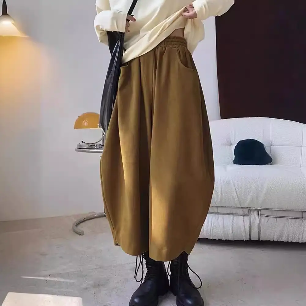Women Wide Leg Hallen Pants Brown 2024 Spring - Image 9