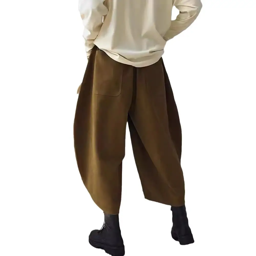Women Wide Leg Hallen Pants Brown 2024 Spring - Image 10