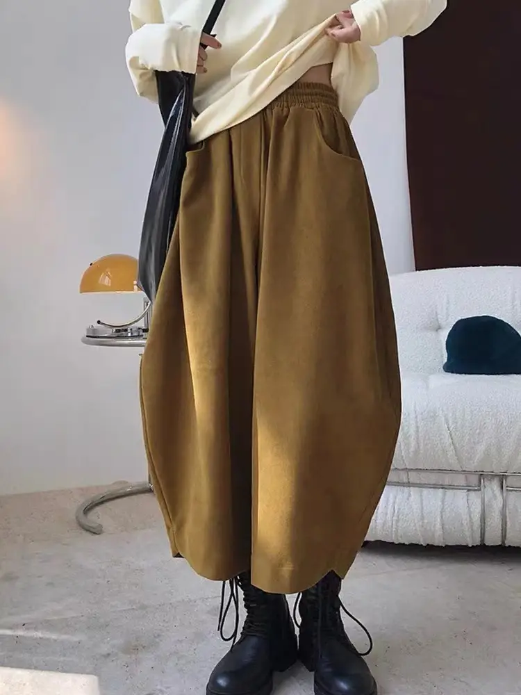 Women Wide Leg Hallen Pants Brown 2024 Spring - Image 2