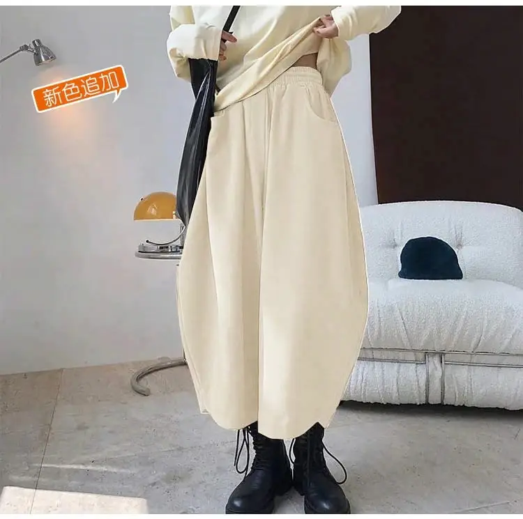 Women Wide Leg Hallen Pants Brown 2024 Spring - Image 4