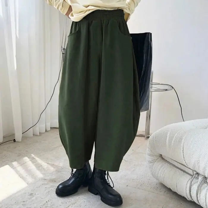 Women Wide Leg Hallen Pants Brown 2024 Spring - Image 5