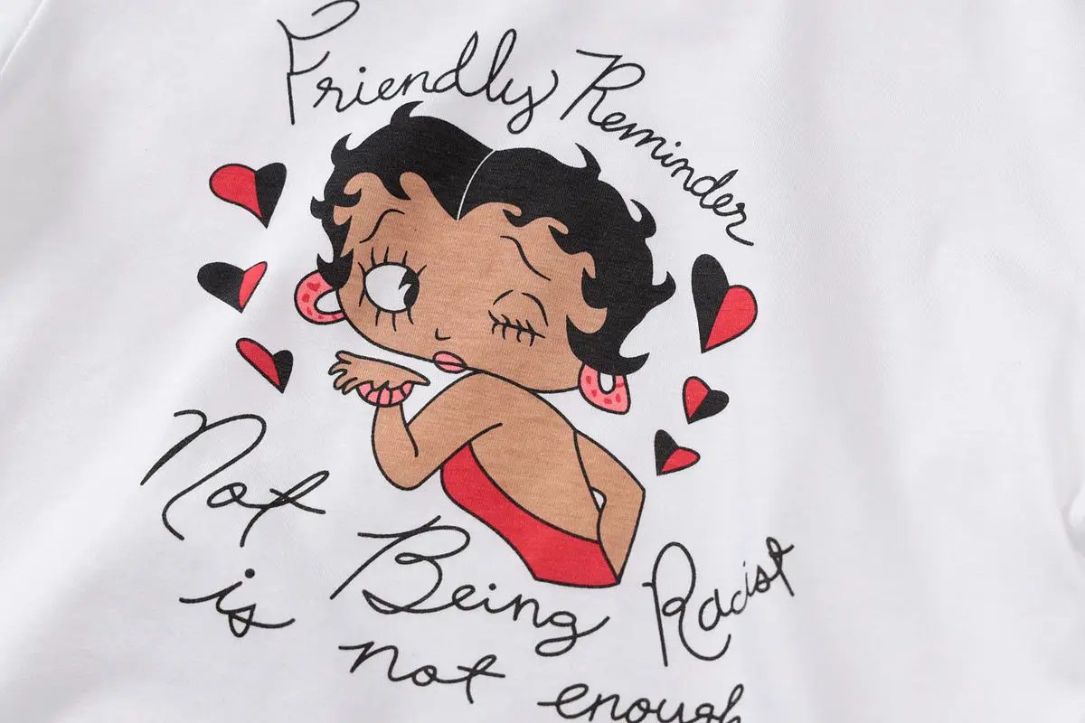 Women Cartoon Print Slim Fit T-Shirt White — feature 6