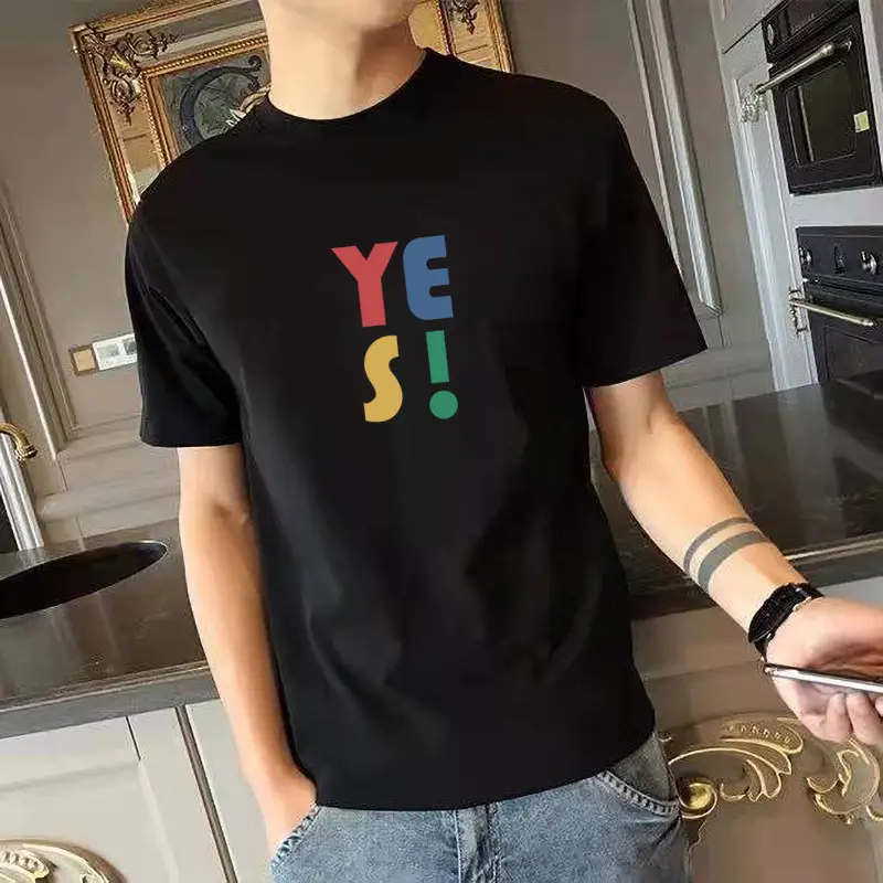 Korean Style Black T-shirt with "Ye S!" Print - Image 3