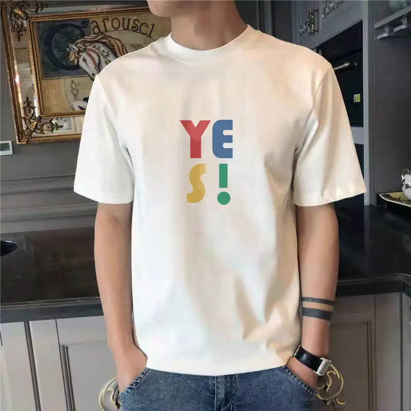 Korean Style Black T-shirt with "Ye S!" Print - Image 4