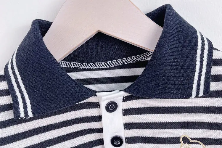Boys Polo Shirt Navy White Striped Spring 2026 - Image 3