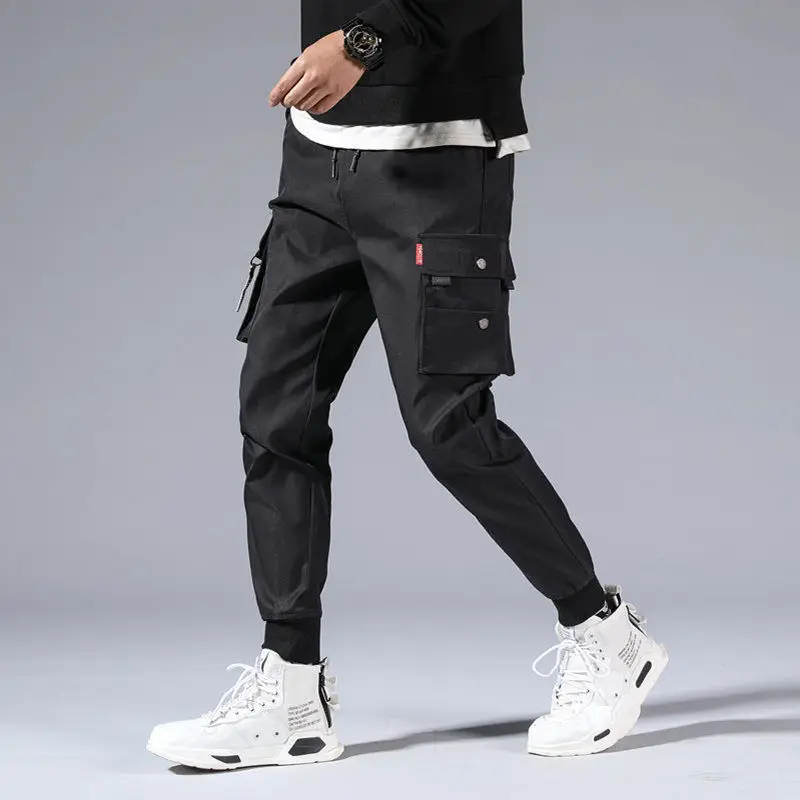 Men Korean Style Cargo Pants Black Loose Fit 2021 - Image 6