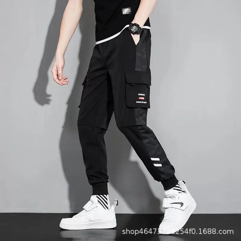 Men Korean Style Cargo Pants Black Loose Fit 2021 - Image 10