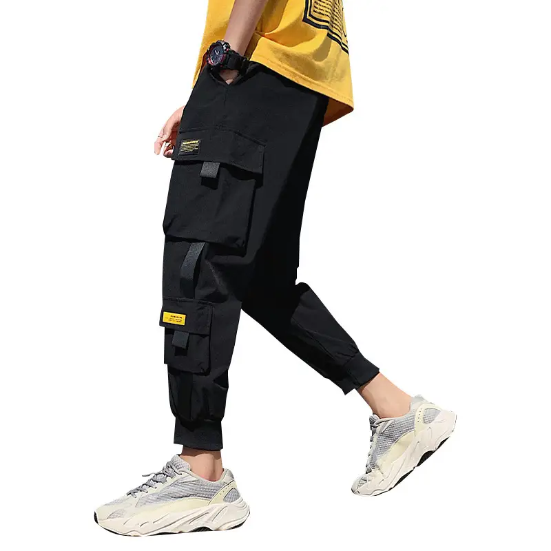 Men Korean Style Cargo Pants Black Loose Fit 2021 - Image 11