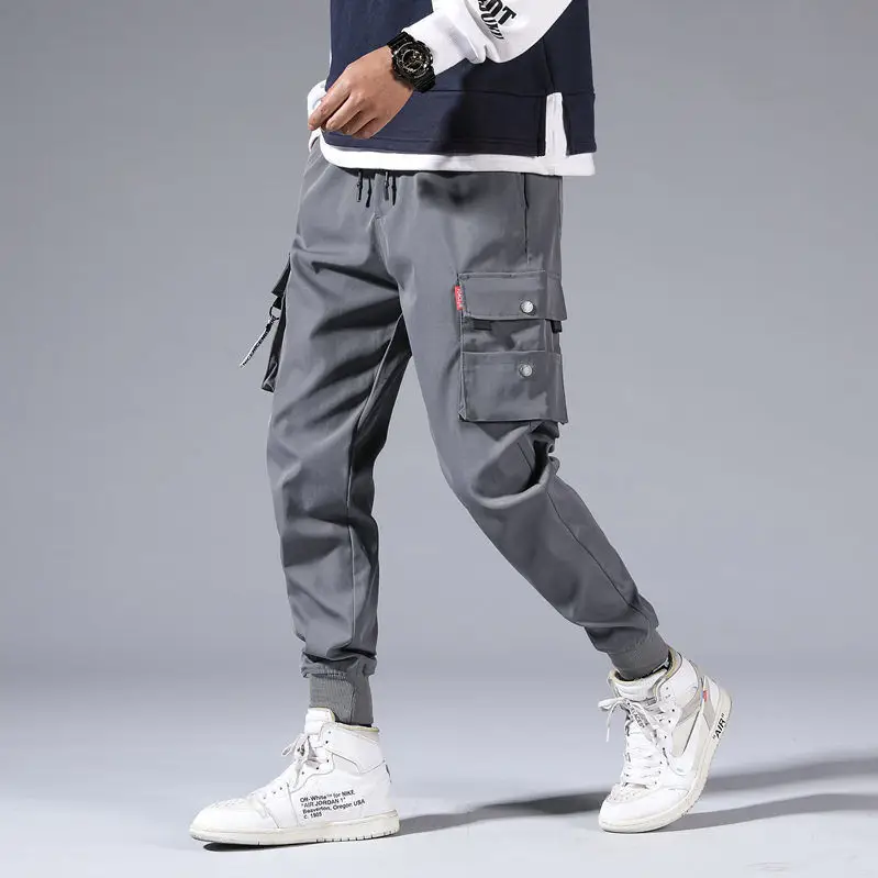 Men Korean Style Cargo Pants Black Loose Fit 2021 - Image 5