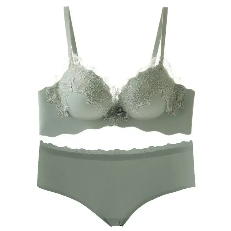 French Style Lace Underwear Women's Small Chest Push-up No Steel Ring One-piece - Image 7