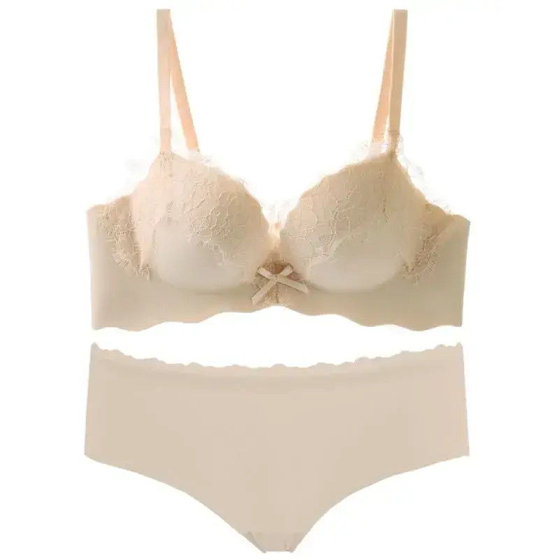 French Style Lace Underwear Women's Small Chest Push-up No Steel Ring One-piece - Image 8