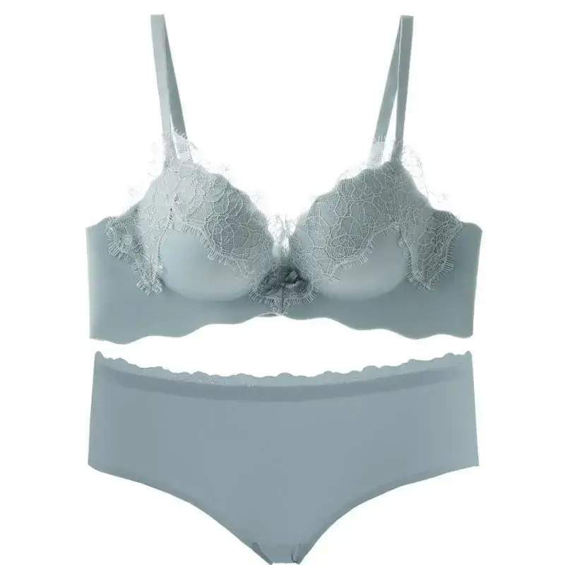 French Style Lace Underwear Women's Small Chest Push-up No Steel Ring One-piece - Image 9