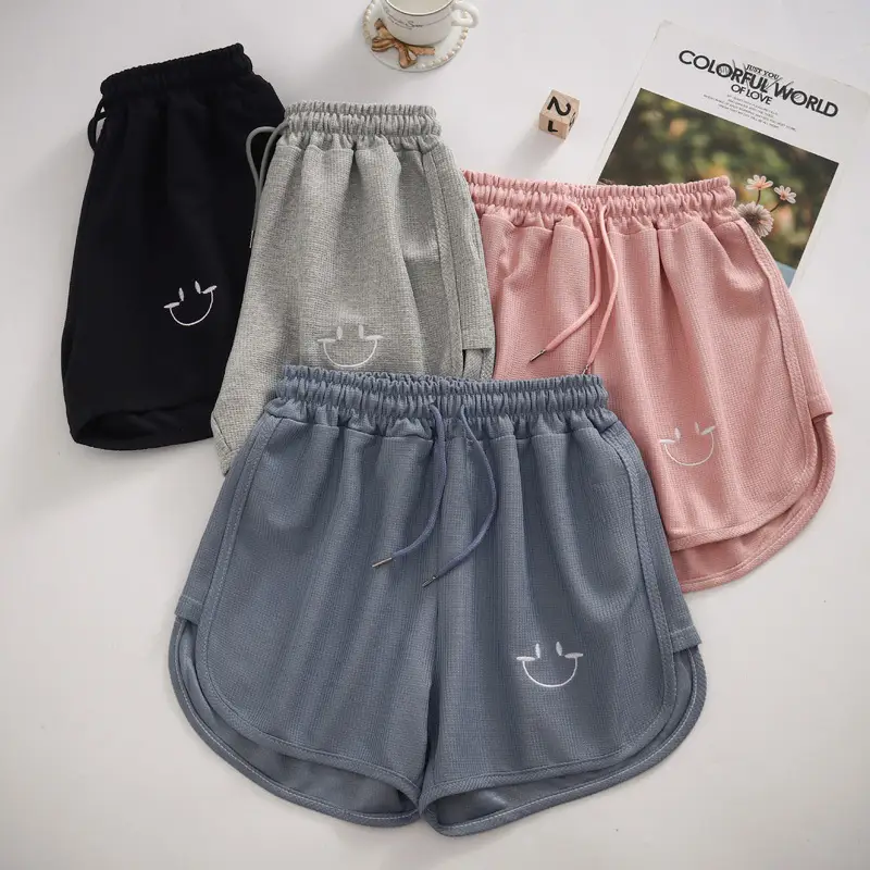 Women Waffle Knit Shorts 2025 Summer Loose Fit