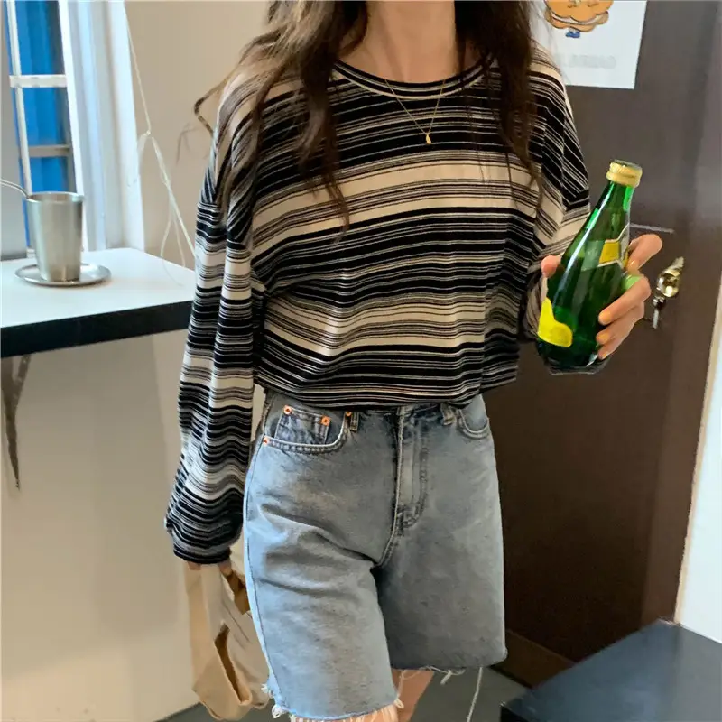 Women Striped Long Sleeve T-Shirt Autumn 2024 — feature 11